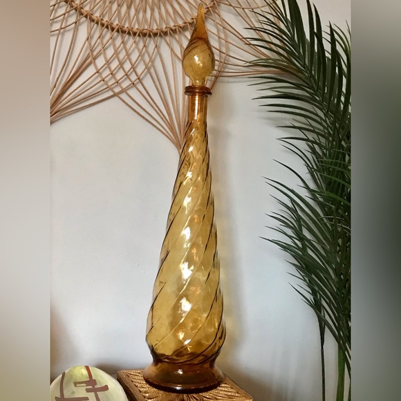 🧞‍♀️💛 Extra Tall Vintage Mid Century Empoli Genie Bottle Made in Italy 1960s - Picture 12 of 14